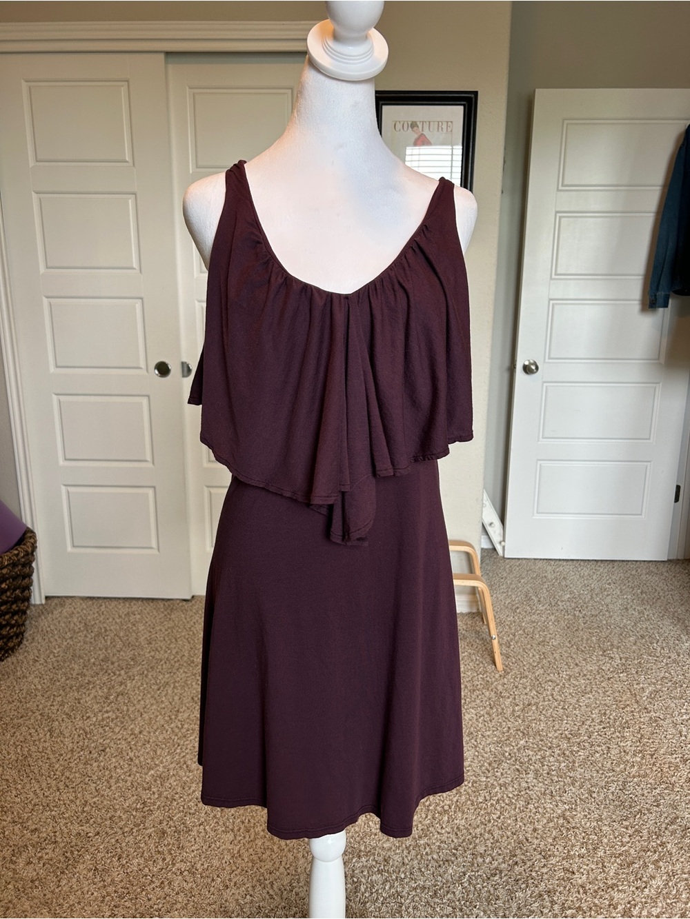 SPLENDID Purple Mini Sundress Cotton Modal Sleeveless Ruffled Size Medium